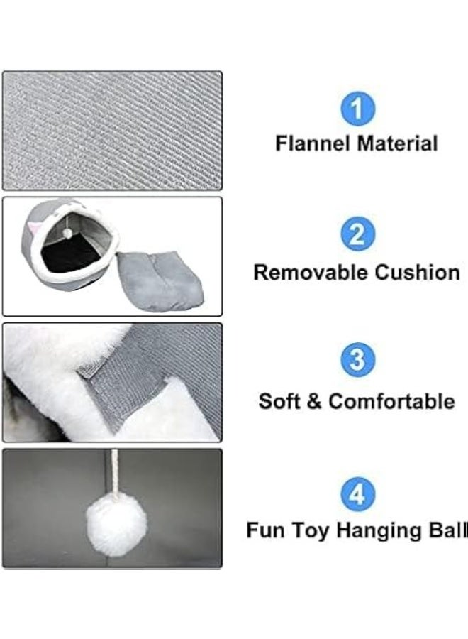 Queens Kitten Bed Pet Cave Bed with Anti-Slip Bottom, for All Kittens & Small Dogs, Pet Bed with Removable Washable Cushion, Soft Calming Bed with Hanging Toy Ideal for Cats and Puppy. - Image 4